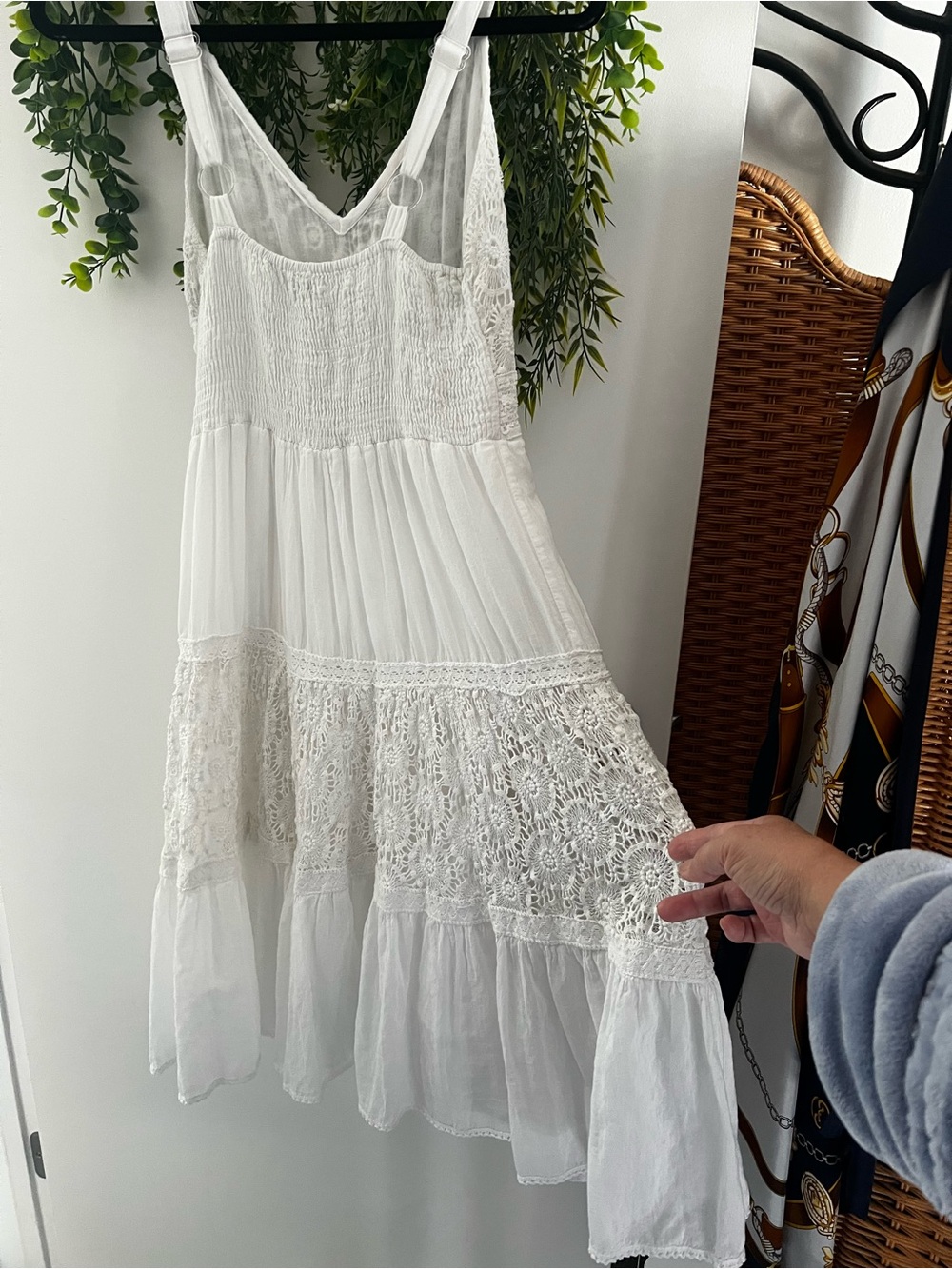 White Crochet Lace Midi Dress - Picture 8 of 9